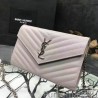 Fashion Saint Laurent Light Pink Grained Matelasse Leather Chain Wallet Y221220