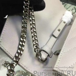 Fashion Saint Laurent Light Pink Grained Matelasse Leather Chain Wallet Y221220