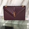 High Saint Laurent Monogram Large Grained Chain Shoulder Bag Burgundy Y230310