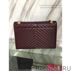 High Saint Laurent Monogram Large Grained Chain Shoulder Bag Burgundy Y230310