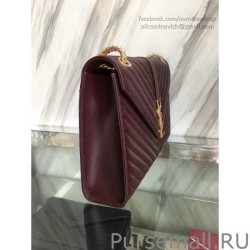 High Saint Laurent Monogram Large Grained Chain Shoulder Bag Burgundy Y230310