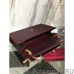 High Saint Laurent Monogram Large Grained Chain Shoulder Bag Burgundy Y230310