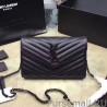 Knockoff Saint Laurent Monogram Medium Grained Matelasse Leather Chain Wallet Black Y121290