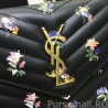 Perfect Saint Laurent Monogram New Prairie Flower Chain Wallet Calfskin Leather 377828