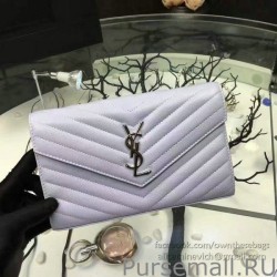 UK Saint Laurent Violet Grained Matelasse Leather Chain Wallet Y221220