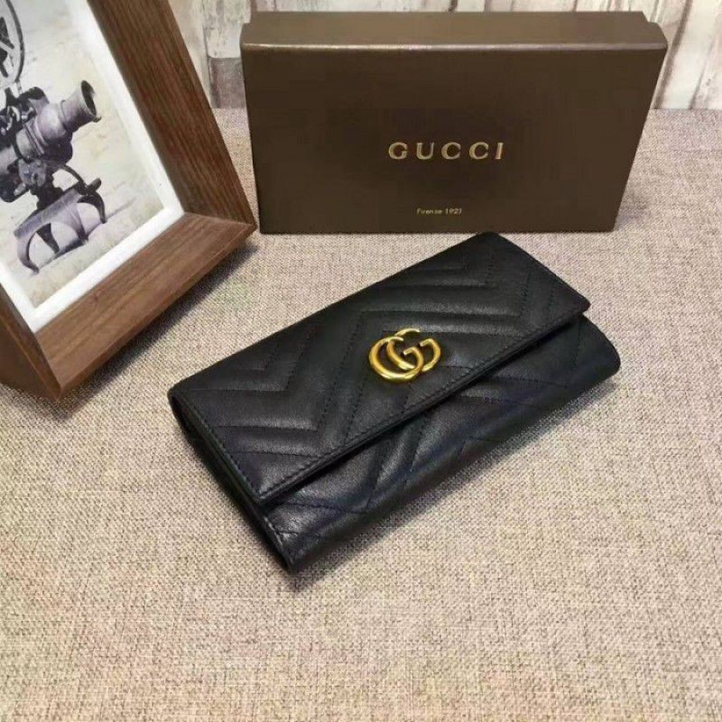 Replica GG Marmont continental wallet in Black 443436