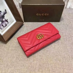 High Quality GG Marmont continental wallet in Red 443436