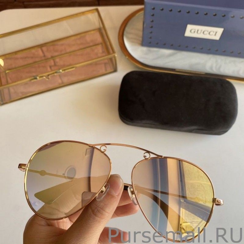 1:1 Mirror GG0223S Sunglass Glod /Brown