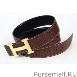 Top Hermes Belts Original Lizard Leather HB5326 Brown