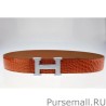 AAA+ Hermes Camel Snake Vene Silver HB122 Leather Belt