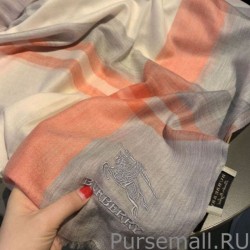 Cheap Burberry Check Cashmere Silk Shawl 80 x 200 Orange