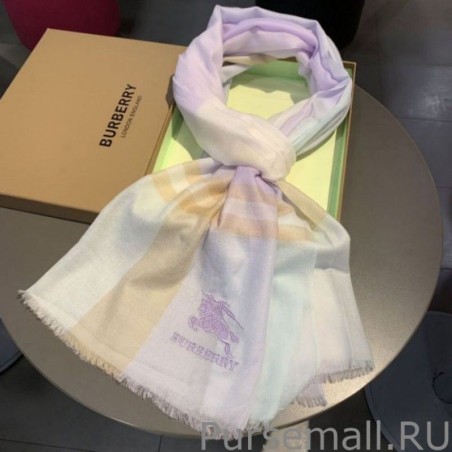 Wholesale Burberry Check Cashmere Silk Shawl 80 x 200 White