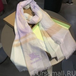 Wholesale Burberry Check Cashmere Silk Shawl 80 x 200 White