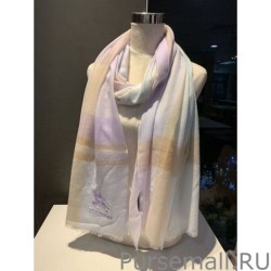 Wholesale Burberry Check Cashmere Silk Shawl 80 x 200 White