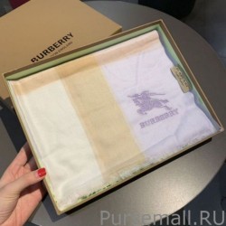 Wholesale Burberry Check Cashmere Silk Shawl 80 x 200 White