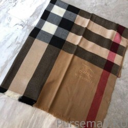 Wholesale Burberry Classic Check Cashmere Shawl 70 x 200 Brown
