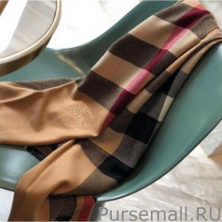 Wholesale Burberry Classic Check Cashmere Shawl 70 x 200 Brown