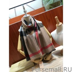 UK Burberry Classic Check Cashmere Shawl 70 x 200 Brown