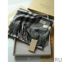 Replica Burberry Classic Check Cashmere Shawl 70 x 200 Gray