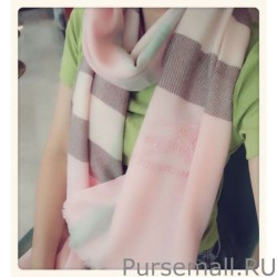 Top Quality Burberry Classic Check Cashmere Shawl 70 x 200 Pink