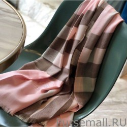 Top Quality Burberry Classic Check Cashmere Shawl 70 x 200 Pink