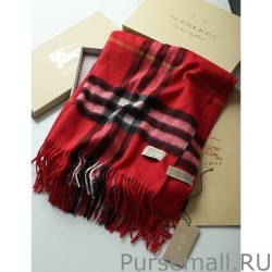 High Burberry Classic Check Cashmere Shawl 70 x 200 Red