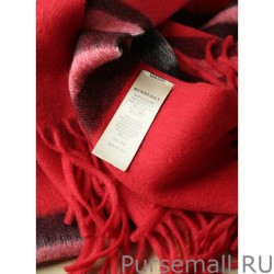 High Burberry Classic Check Cashmere Shawl 70 x 200 Red