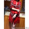 High Burberry Classic Check Cashmere Shawl 70 x 200 Red