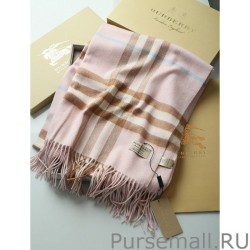 Fashion Burberry Classic Check Cashmere Shawl 70 x 200 Pink