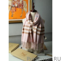 Fashion Burberry Classic Check Cashmere Shawl 70 x 200 Pink