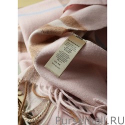 Fashion Burberry Classic Check Cashmere Shawl 70 x 200 Pink