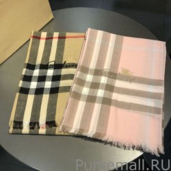 1:1 Mirror Burberry Classic Check Cashmere Shawl 70 x 220 Brown