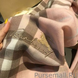 Designer Burberry Classic Check Cashmere Shawl 70 x 220 Pink