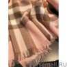 Designer Burberry Classic Check Cashmere Shawl 70 x 220 Pink