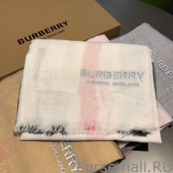 Inspired Burberry Classic Check Cashmere Shawl 75 x 205 White