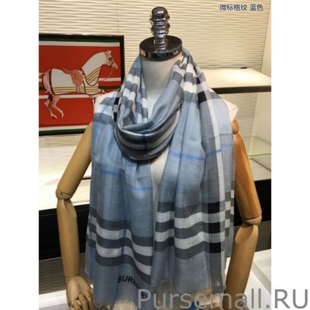 AAA+ Burberry Classic Check Cashmere Shawl Blue