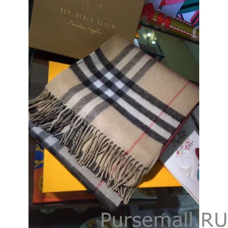 1:1 Mirror Burberry Classic Double-Faced Cashmere Scarf 30 x 168 Brown