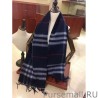 High Quality Burberry Classic Double-Faced Cashmere Scarf 30 x 168 Dark Blue