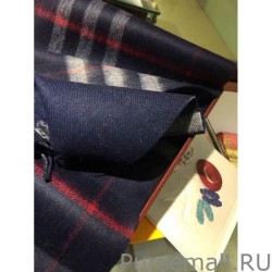 High Quality Burberry Classic Double-Faced Cashmere Scarf 30 x 168 Dark Blue