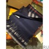 High Quality Burberry Classic Double-Faced Cashmere Scarf 30 x 168 Dark Blue