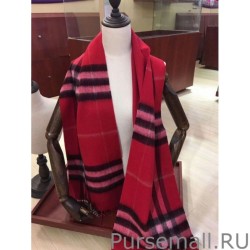 High Quality Burberry Classic Double-Faced Cashmere Scarf 30 x 168 Red