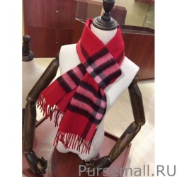 High Quality Burberry Classic Double-Faced Cashmere Scarf 30 x 168 Red