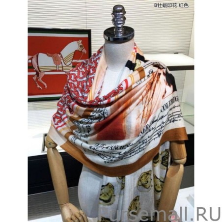 Replica Burberry Oyster Print Cashmere Shawl 110 x 200 Red