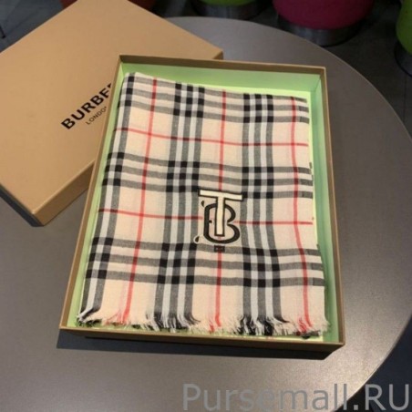 Top Burberry TB Check Horseferry Cashmere Shawl 70 x 200 Black