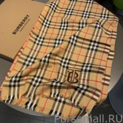 7 Star Burberry TB Check Horseferry Cashmere Shawl 70 x 200 Brown