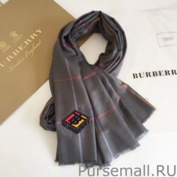 High Burberry TB Limited Edition Cashmere Shawl 80 x 200 Gray