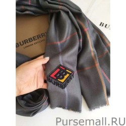 High Burberry TB Limited Edition Cashmere Shawl 80 x 200 Gray