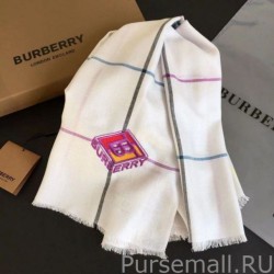 Knockoff Burberry TB Limited Edition Cashmere Shawl 80 x 200 White