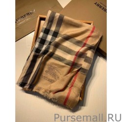 Inspired Burberry Aquatic Cashmere Small Check Shawl 75 x 220 Brown