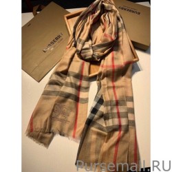 Inspired Burberry Aquatic Cashmere Small Check Shawl 75 x 220 Brown